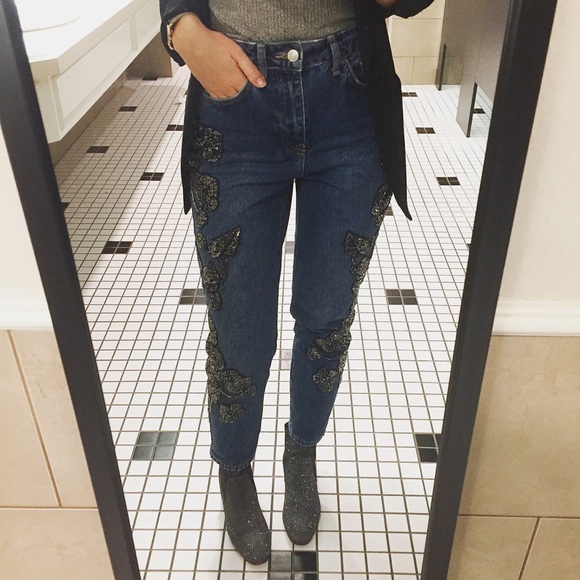 Embellished Topshop mom jeans - Picture 1 of 2